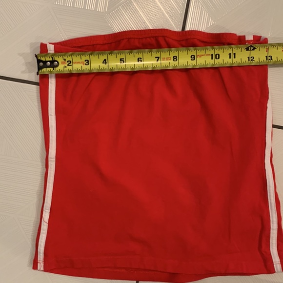 3 strapless tube tops (bandeau tops): 1 pink; 1 green; 1 red with white stripes. - Picture 11 of 11